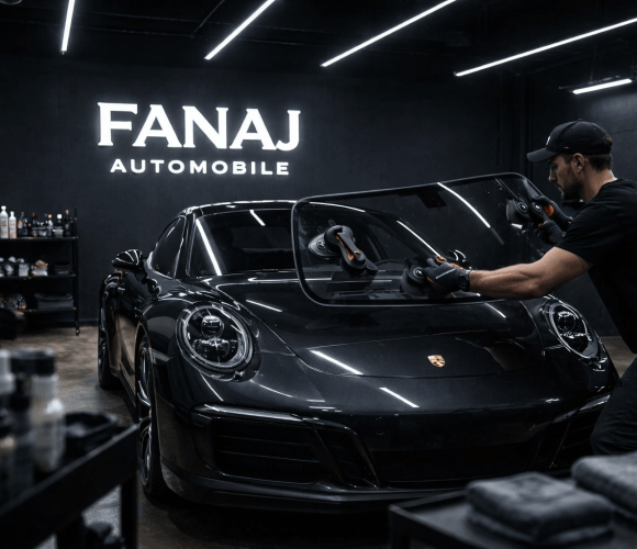 replacing porsche windshield at fanaj workshop (1)
